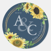 Sticker Rond Marine Bleue ・ Élégant Mariage moderne (Devant)