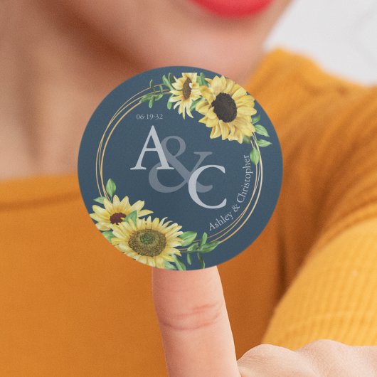 Sticker Rond Marine Bleue ・ Élégant Mariage moderne