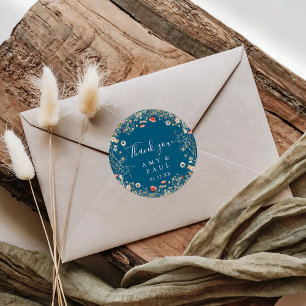 Sticker Rond Marine Bliss Boho Fleur sauvage Merci mariage Fave