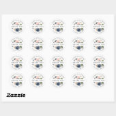 Sticker Rond Marine Blue Dusty Blush Bride douche merci (Feuille)
