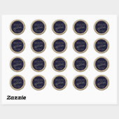 Sticker Rond Marine Blue et Gold Wedding Favor (Feuille)