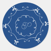 Sticker Rond Marine Blue Filigree Merci mariage Faveur (Devant)