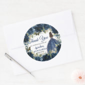 Sticker Rond Marine Blue Floral Princess Butterflies Favoriser (Enveloppe)