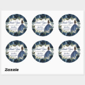 Sticker Rond Marine Blue Floral Princess Butterflies Favoriser (Feuille)