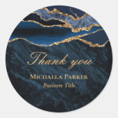 Sticker Rond Marine Blue Gold Agate Merci d'affaires (Devant)