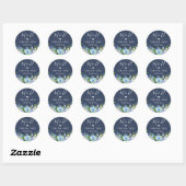 Sticker Rond Marine Blue Hydrangeas Floral Mariage Merci (Feuille)