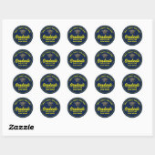 Sticker Rond Marine Blue Jaune Graduate Custom Party (Feuille)