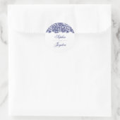 Sticker Rond Marine Blue Lace Mariage élégant (Sac)