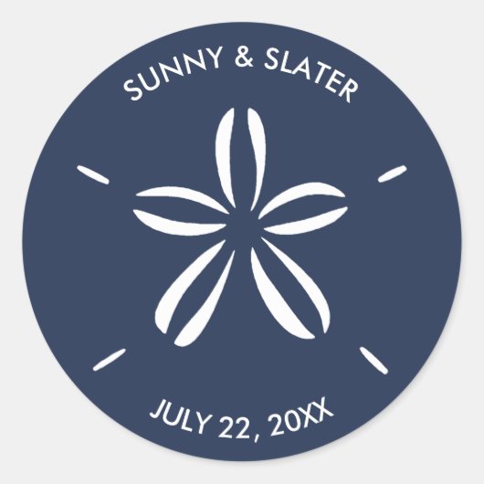 Sticker Rond Marine Blue Sand Dollar Beach Seashell (Devant)