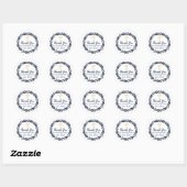 Sticker Rond Marine Blue Wreath Gold Communion Merci (Feuille)