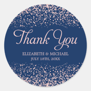 Sticker Rond Marine Blush rose Faux Parties scintillant Mariage