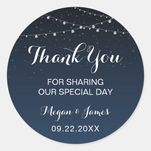 Sticker Rond Marine Céleste Bleu étoile Nuit Mariage Faveur (Devant)