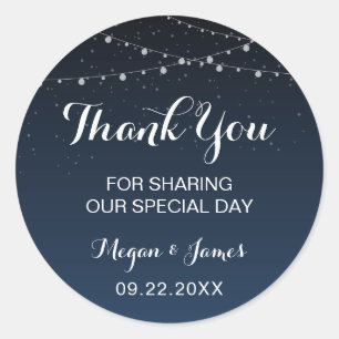 Sticker Rond Marine Céleste Bleu étoile Nuit Mariage Faveur