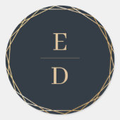 Sticker Rond Marine Céleste Bleu Or Élégant (Devant)