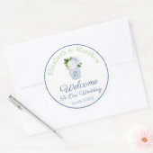 Sticker Rond Marine & Chartreuse Chinoiserie Chic Mariage Bienv (Enveloppe)