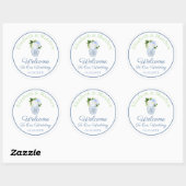 Sticker Rond Marine & Chartreuse Chinoiserie Chic Mariage Bienv (Feuille)