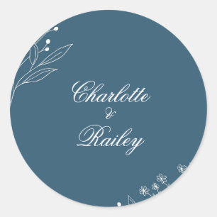 Sticker Rond Marine Corner Floral Boho Mariage