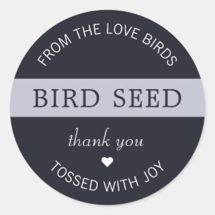 Sticker Rond Marine Dusty Blue Bird Graine Toss Wedding Faveurs