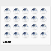 Sticker Rond Marine et Dusty Blue Floral Mariage (Feuille)
