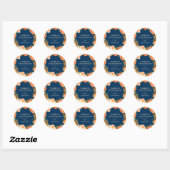 Sticker Rond Marine et Merci Floral Orange (Feuille)