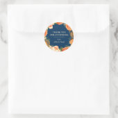 Sticker Rond Marine et Merci Floral Orange (Sac)