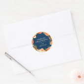 Sticker Rond Marine et Merci Floral Orange (Enveloppe)