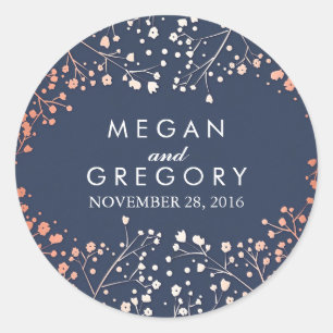Sticker Rond Marine et Rose Gold Baby's Mariage de la respirati