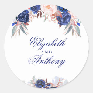 Sticker Rond Marine Floral Boho Chic Mariage