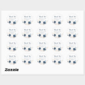Sticker Rond Marine florale bleu & or, Mariage (Feuille)