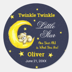Sticker Rond Marine Gold Twinkle Little Star 1er anniversaire