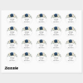 Sticker Rond Marine Gold White Champagne Ivory Mariage géométri (Feuille)