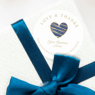Sticker Rond Marine Heart Love & Merci Soutien aux petites entr