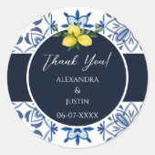 Sticker Rond Marine Italien Lemon Mariage méditerranéen Merci (Devant)