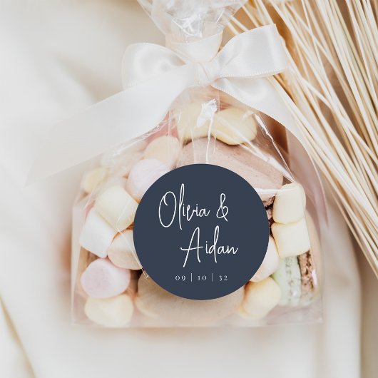 Sticker Rond Marine | Mariage de script manuscrit moderne