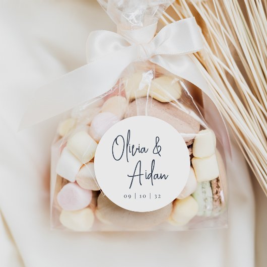 Sticker Rond Marine | Mariage de script manuscrit moderne