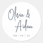 Sticker Rond Marine | Mariage de script manuscrit moderne (Devant)