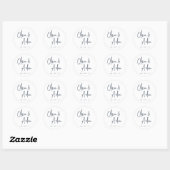 Sticker Rond Marine | Mariage de script manuscrit moderne (Feuille)