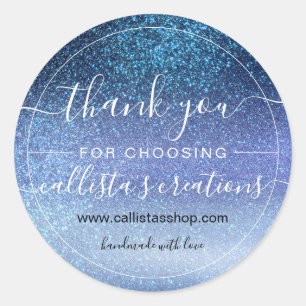 Sticker Rond Marine Pastel Blue Triple Parties scintillant Ombr