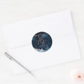 Sticker Rond Marine Rose Gold Agate Marbre Enregistrer la date (Enveloppe)