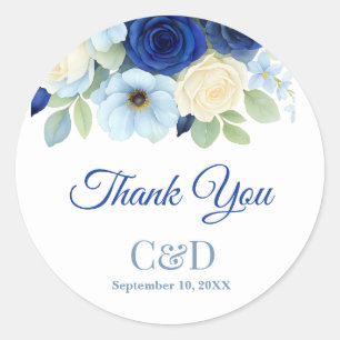 Sticker Rond Marine Royal Bue Mariage Aquarelle couleur ivoire