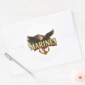 Sticker Rond Marines avec aigle et drapeau (Enveloppe)