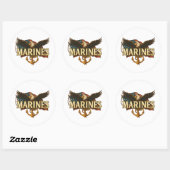 Sticker Rond Marines avec aigle et drapeau (Feuille)