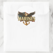 Sticker Rond Marines avec aigle et drapeau (Sac)