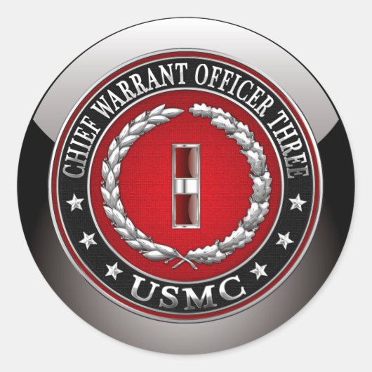 Sticker Rond Marines des États-Unis : Adjudant-chef trois (USMC (Devant)