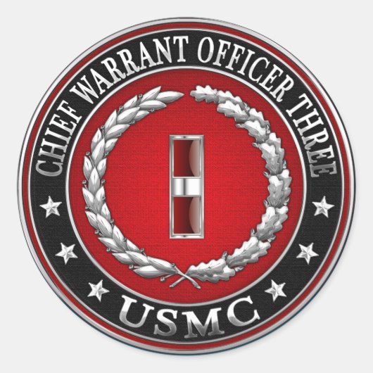 Sticker Rond Marines des États-Unis : Adjudant-chef trois (USMC (Devant)