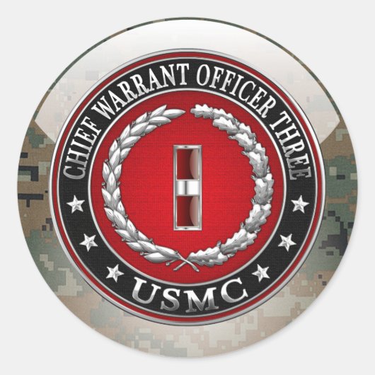 Sticker Rond Marines des États-Unis : Adjudant-chef trois (USMC (Devant)