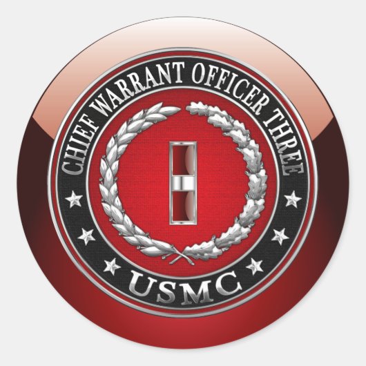 Sticker Rond Marines des États-Unis : Adjudant-chef trois (USMC (Devant)