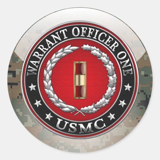 Sticker Rond Marines des États-Unis : Adjudant un (USMC WO-1) [ (Devant)