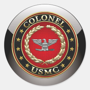 Sticker Rond Marines des États-Unis : Colonel (USMC Col) [3D]