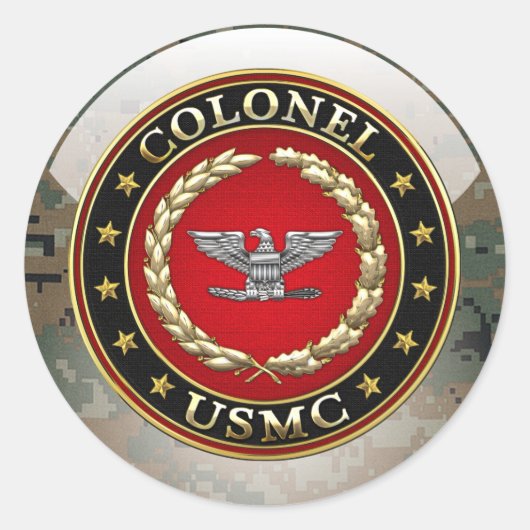Sticker Rond Marines des États-Unis : Colonel (USMC Col) [3D] (Devant)
